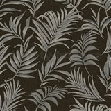 Vliesové tapety na stenu CosmoLiving palmové listy strieborné na čiernom podklade