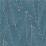 Vliesové tapety na stenu IMPOL Art-Deco modré s ružovo zlatými konturami - POSLEDNÉ KUSY