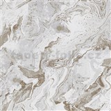 Vliesové tapety na stenu IMPOL Evolution mramor sivo-biely so zlatými kontúrami - POSLEDNÉ