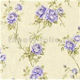 Vliesové tapety IMPOL Romantico popínavé ruže zeleno-fialové - POSLEDNÉ KUSY