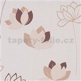 Vliesové tapety na stenu IMPOL Novara 3 kvety hnedé na krémovom podklade