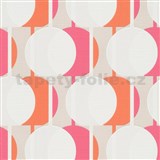 Vliesové tapety na stenu IMPOL Novara 3 korálkový vzor vzor ružovo-oranžový s trblietkami