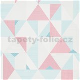 Vliesové tapety na stenu IMPOL Novara 3 geometrický vzor ružovo-modrý