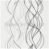 Vliesové tapety na stenu IMPOL Novara 3 vlnovky sivo-čierne na bielom podklade