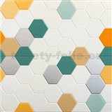 Samolepiace penové 3D panely rozmer 70 x 70 cm, plástve bielo-zelené