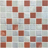 Samolepiace penové 3D panely rozmer 70 x 70 cm, mozaika červeno-strieborná