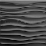 Obkladové panely 3D PVC WELLE čierny rozmer 500 x 500 mm, hrúbka 1 mm,