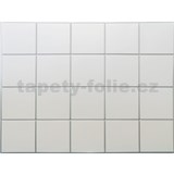 Obkladové panely 3D PVC rozmer 440 x 580 mm obklad malý biely so striebornou škárou