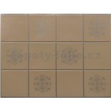 Obkladové panely 3D PVC rozmer 440 x 580 mm obklad malý hnedý so strieborným dekorom