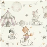 Vliesové tapety na stenu RASCH zvieratká cirkus na bielom podklade