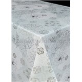 Obrus metráž ornamenty s kvetmi sivé - POSLEDNÉ METRY