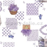 Obrusy návin 20 m x 140 cm levanduľové dekorácie na bielom podklade