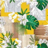 Obrus metráž ľalia s listami monstery