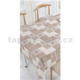 Obrus metráž béžovo-hnedý s ornamentami