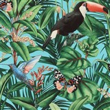Vliesové tapety na stenu IMPOL Paradisio 2 fauna a flora na tyrkysovom podklade