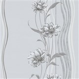 Vliesové tapety na stenu Natalia kvety sivé na podklade s vlnovkami