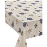 Obrus metráž levanduľa a olivy na hnedom podklade