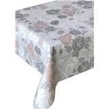 Obrus metráž ornamenty s kvetmi hnedo-sivý