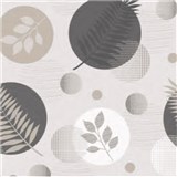 Obrus metráž listy sivo-béžové