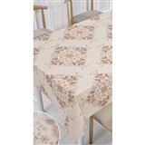 Obrus metráž kvetinový vzor na béžovom podklade