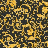 Luxusné vliesové  tapety na stenu Versace III klasický barokový vzor čierno-zlatý