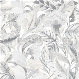 Vliesové tapety na stenu ELLE DECORATION 2 jungle sivo-béžová na bielom podklade