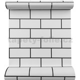 Samolepiace tapety obklad biely s čiernou škárou 45 cm x 10 m