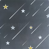 Samolepiace tapety biele, žlté, sivé hviezdičky na sivom podklade 45 cm x 10 m