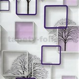 Samolepiace tapety stromy s rámčekmi s 3D efektom fialová 45 cm x 10 m
