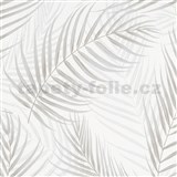 Vliesové tapety na stenu IMPOL GMK palmové listy hnedo-sivé na bielom podklade
