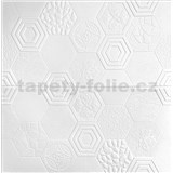 Samolepiace penové 3D panely rozmer 70 x 67,5 cm, hexagony biele s dekorom
