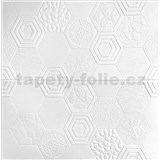 Samolepiace penové 3D panely rozmer 70 x 67,5 cm, hexagony biele s dekorom - AKCIA
