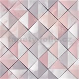 Vliesové tapety na stenu IMPOL Pop trojuholníky ružovo-sivé
