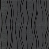 Vliesové tapety na stenu vlnovky matné čierne s kovovým efektom a trblietkami