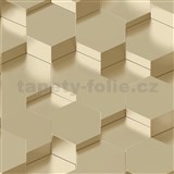 Vliesové tapety na stenu IMPOL Galactik 3D hexagony zlatavo hnedé