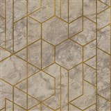 Vliesové tapety na stenu IMPOL Wanderlust metalická omietka béžovo-hnedá so zlatými hexagónmi