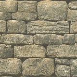 Vliesové tapety IMPOL Wood and Stone 2 oblý ukladaný kameň hnedý - POSLEDNÉ KUSY