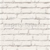 Vliesové tapety IMPOL Wood and Stone 2 tehly biele so sivou škárou