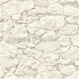 Vliesové tapety IMPOL Wood and Stone 2 ukladaný kameň bielo-sivý