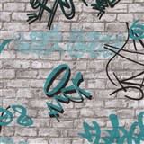 Tapety na stenu IMPOL Young Spirit - Graffiti tyrkysové