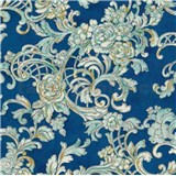 Vliesové tapety na stenu Kind Of White ornamenty s kvetmi na modrom podklade - POSLEDNÉ KUSY