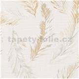 Vliesové tapety na stenu IMPOL Four Seasons listy palmy na hnedém podklade s textilní struktur