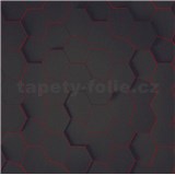 Vliesové tapety na stenu IMPOL 3D hexagony s červenou konturou