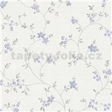 Vliesové tapety na stenu Maison Charme štylizované modré kvety na krémovom podklade