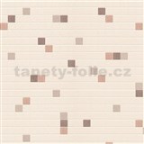 Vinylové tapety na stenu kachličky hnedé na béžovom podklade