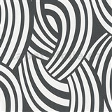 Vliesové tapety na stenu Pigment Art  Deco Waves čierno-biely MEGA ROLL - POSLEDNÉ KUSY