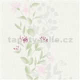 Vliesové tapety na stenu Blooming ružové kvety s listami na bielom podklade