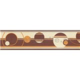 Samolepiace bordúry abstraktné kruhy hnedo-oranžové 5 m x 5 cm
