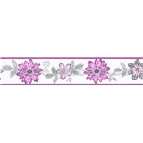 Samolepiaca bordúra kvety s lístkami fialovo-sivé 5 m x 8,3 cm - POSLEDNÉ KUSY