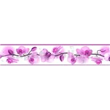 Samolepiaca bordúra kvety orchideí fialové 5 m x 5,8 cm